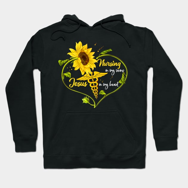 Nursing In My Veins In My Heart Jesus Fowlower Hoodie by neonatalnurse